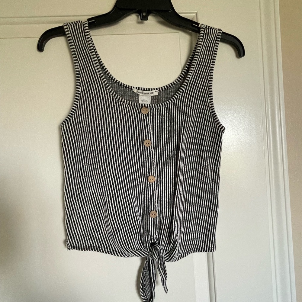 Caution to the Wind Cropped Stripe Tank